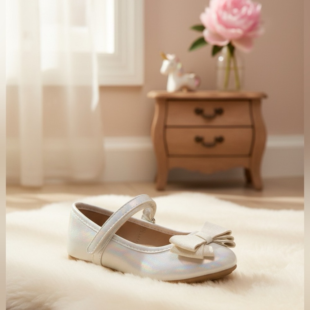 Charming Cream Kids Mary Jane Shoes with Bow